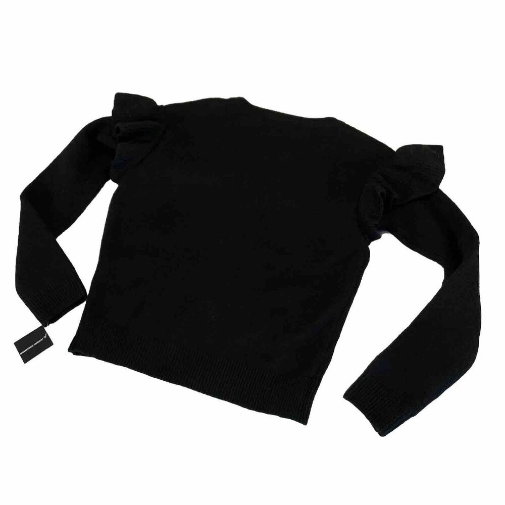 INC Womens Black Ruffled Top Long Sleeve Crew Neck Sweater Extra Small XS - Picture 3 of 8